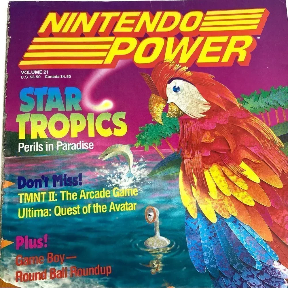 Nintendo Power Magazine Vol. 21 Star Tropics Peril's W/ Metalstorm Poster 1991